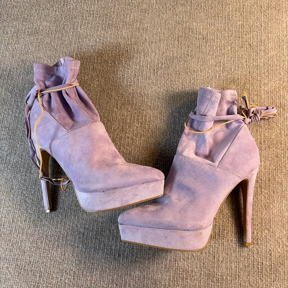 Elegant Purple Suede Ankle Boots